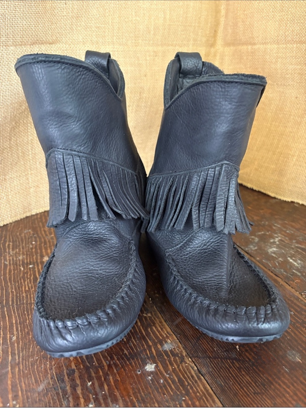 LIKE NEW Manitobah Black Fringe Ankle Booties - Picture 2 of 8